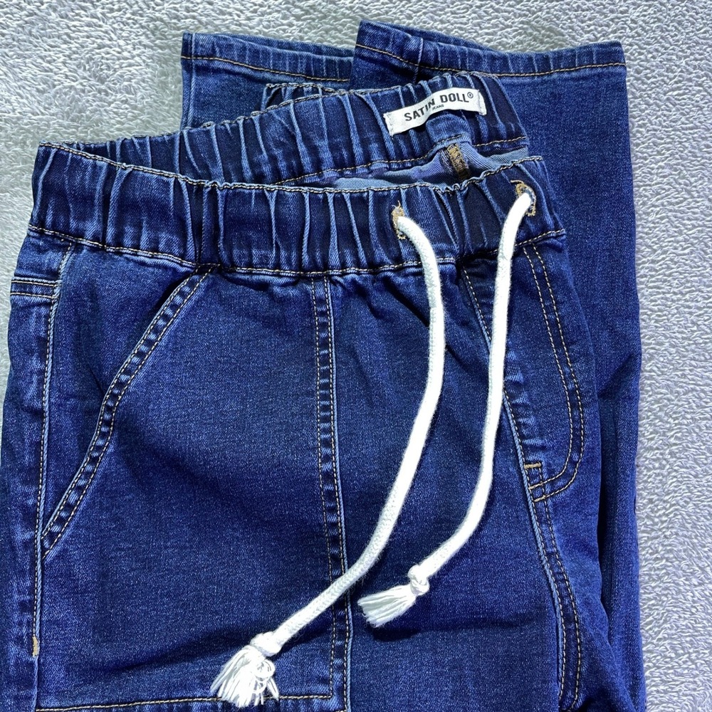 Satin Doll Jeans Women's 18‎ Blue Denim Jogger Stretch Waist Drawstring Pants